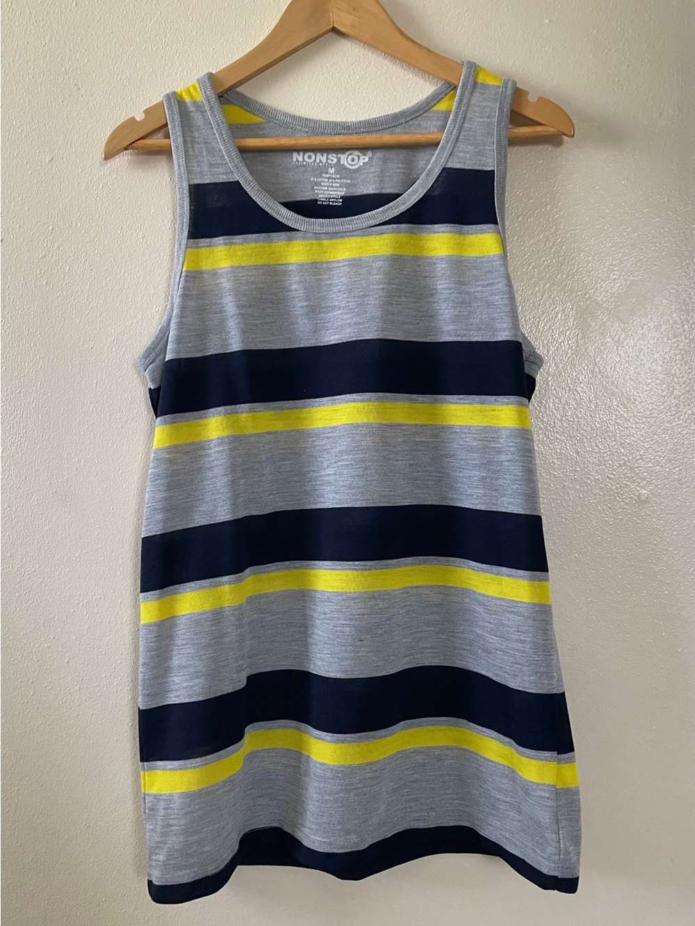 Men's Gray, Navy & Yellow Striped Tank Top